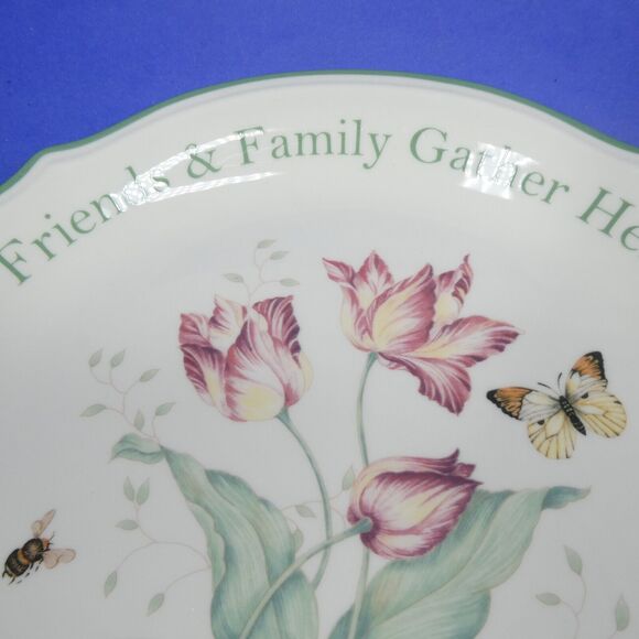 Lenox Butterfly Meadow Sentiment Dessert Platter Friends Family Gather Here 12" - Picture 2 of 6